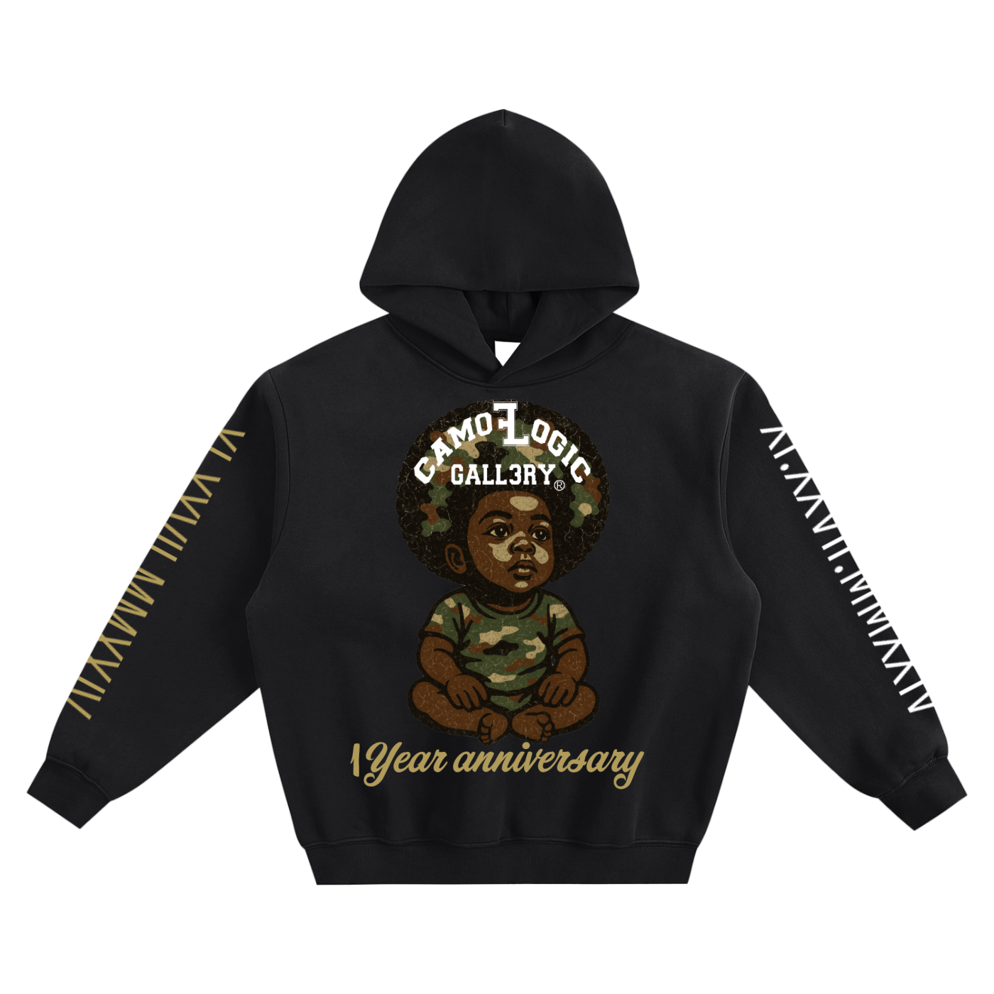 1 year anniversary CAMOFLOGIC baby Fleeced Boxy Hoodie