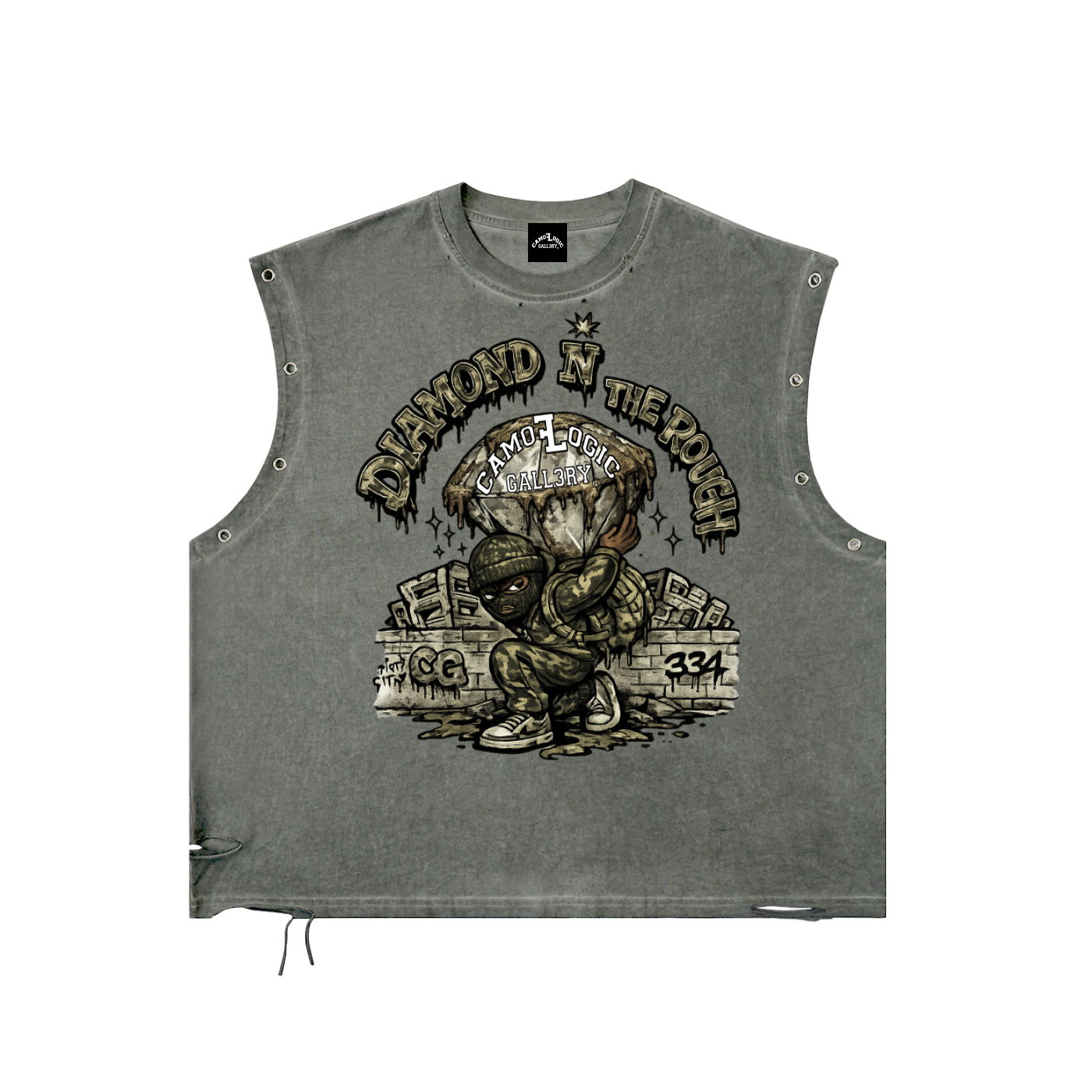 Distressed Grommet Eyelet Tank Top