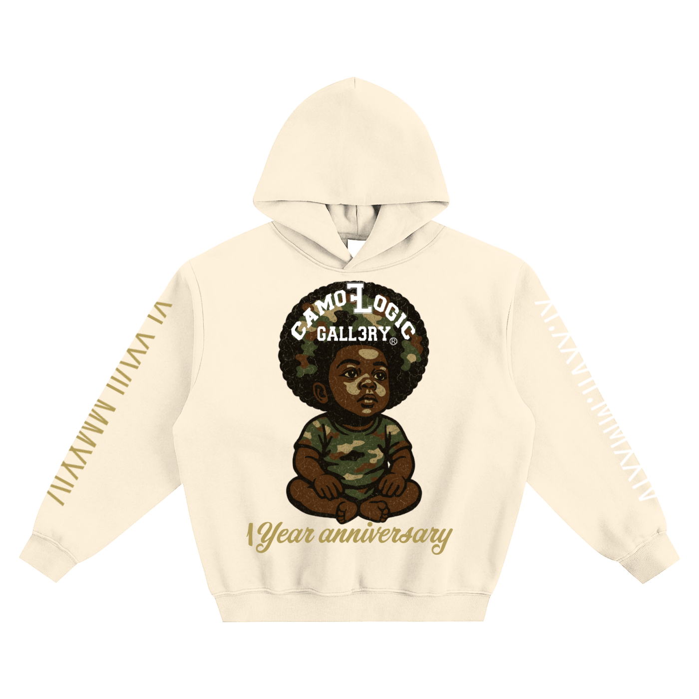 1 year anniversary CAMOFLOGIC baby Fleeced Boxy Hoodie