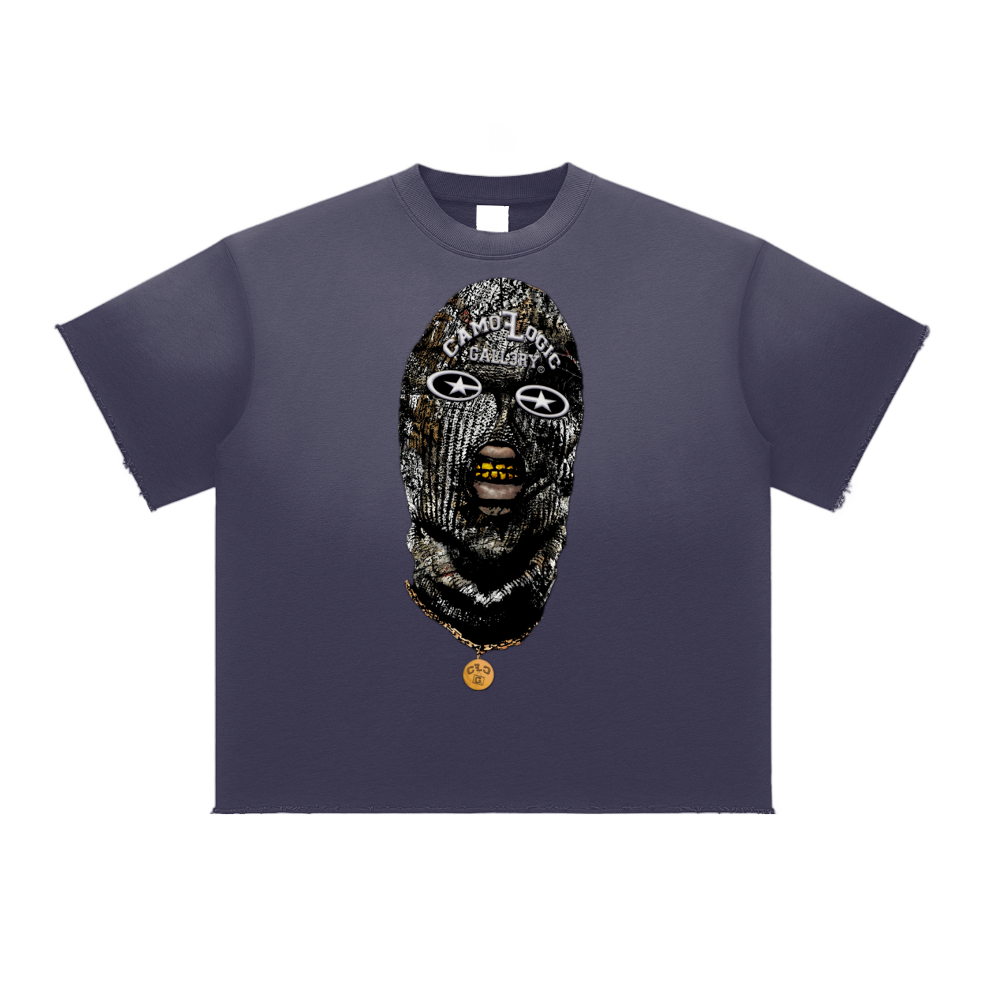 White Camoflogic Star Sun Fade Raw Edge T-Shirt