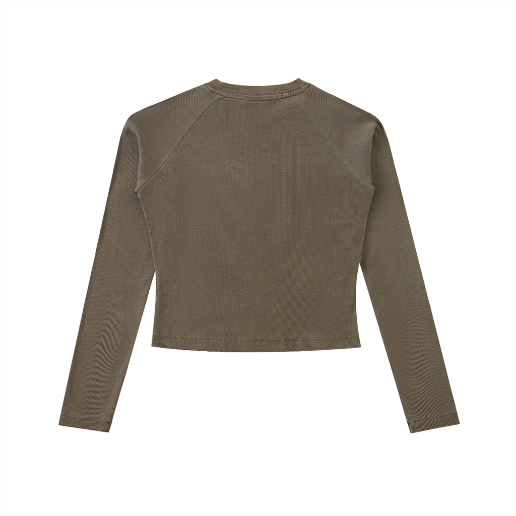 Female Camoflogic Gall3ry Baddie Dyed Washed Raglan Long Sleeve Slim T-Shirt