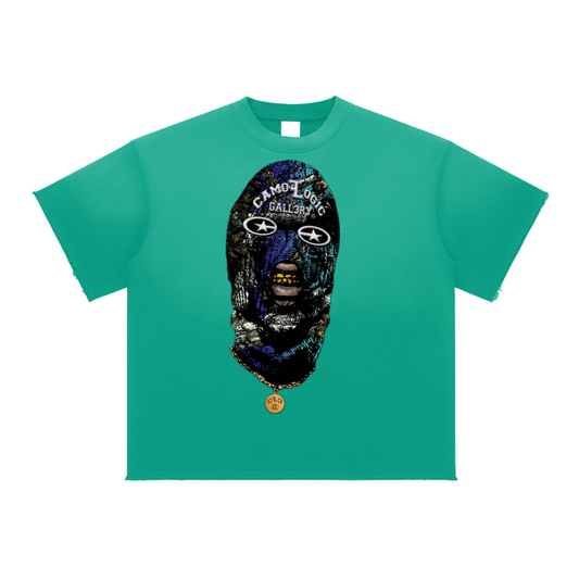 Grape Camoflogic Star Sun Fade Raw Edge T-Shirt