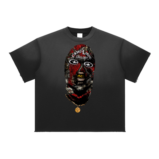 Red Camoflogic Star Sun Fade Raw Edge T-Shirt