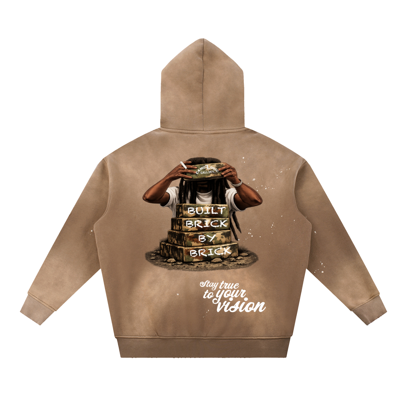 Camoflogic Brick by Brick Vintage Washed Frayed Fleece Hoodie