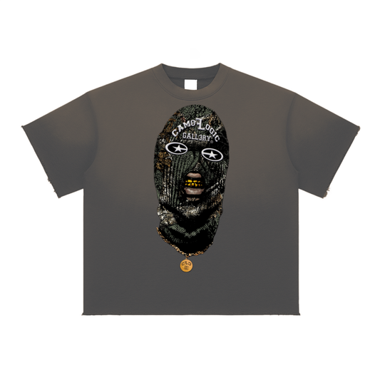 Olive Camoflogic Star Sun Fade Raw Edge T-Shirt
