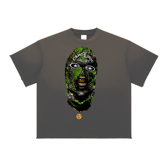 Lime green Camoflogic Star Sun Fade Raw Edge T-Shirt