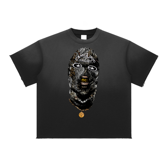White Camoflogic Star Sun Fade Raw Edge T-Shirt