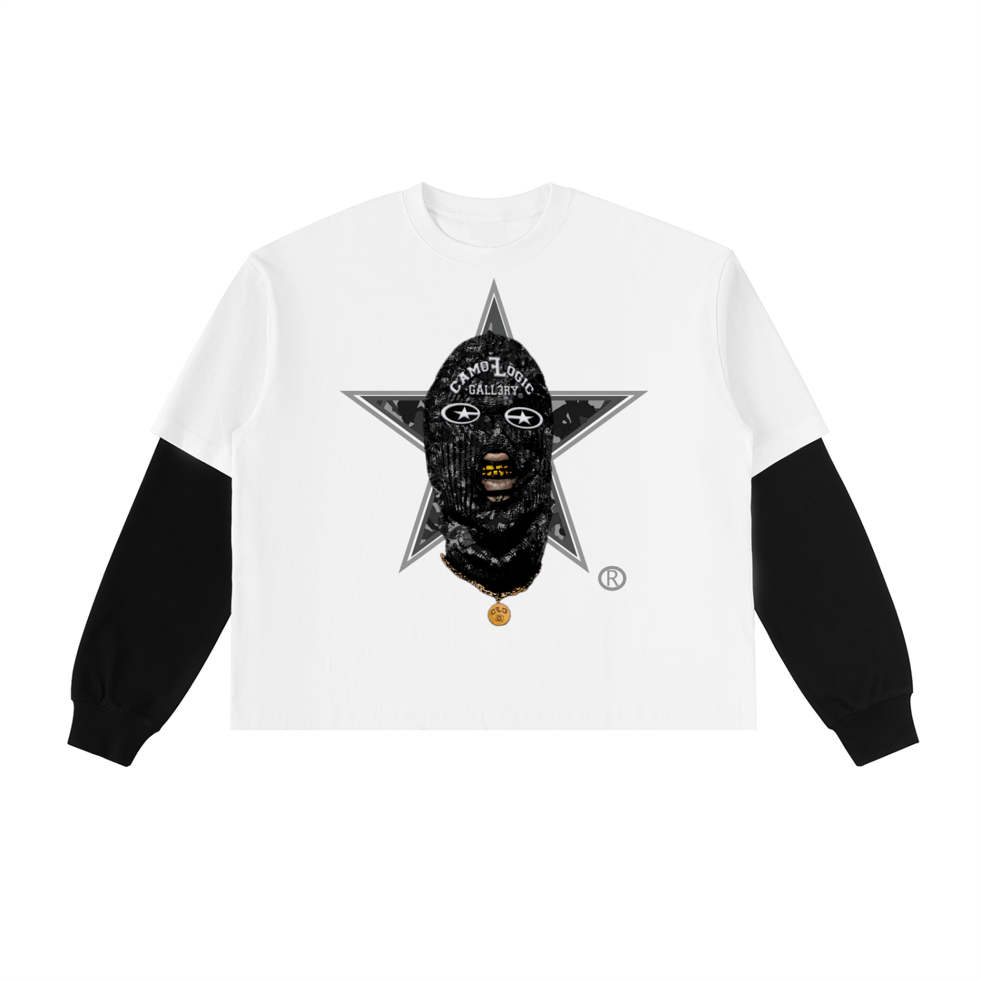 Camoflogic Gall3ry Layered Contrast Sleeve Cotton T-Shirt