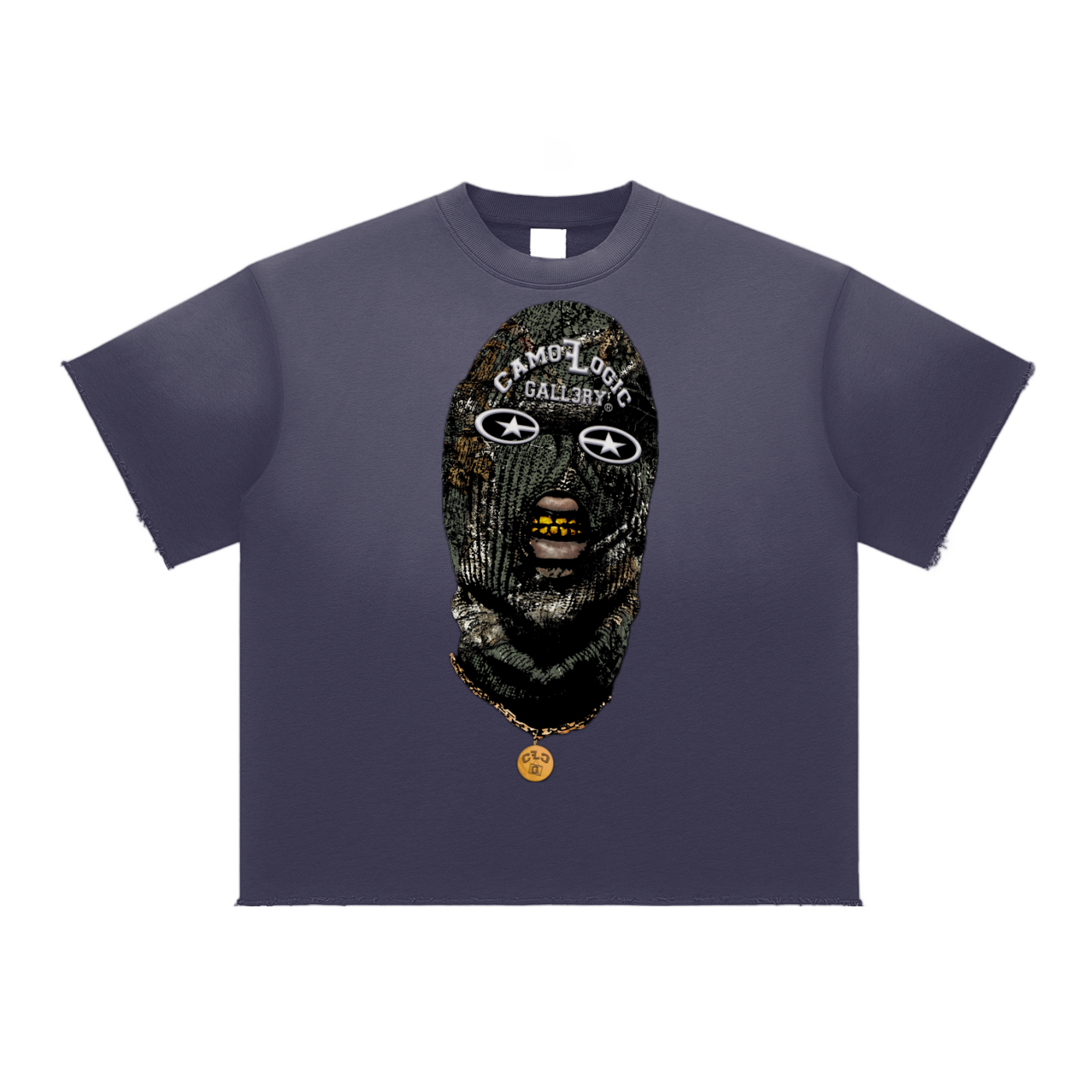 Olive Camoflogic Star Sun Fade Raw Edge T-Shirt