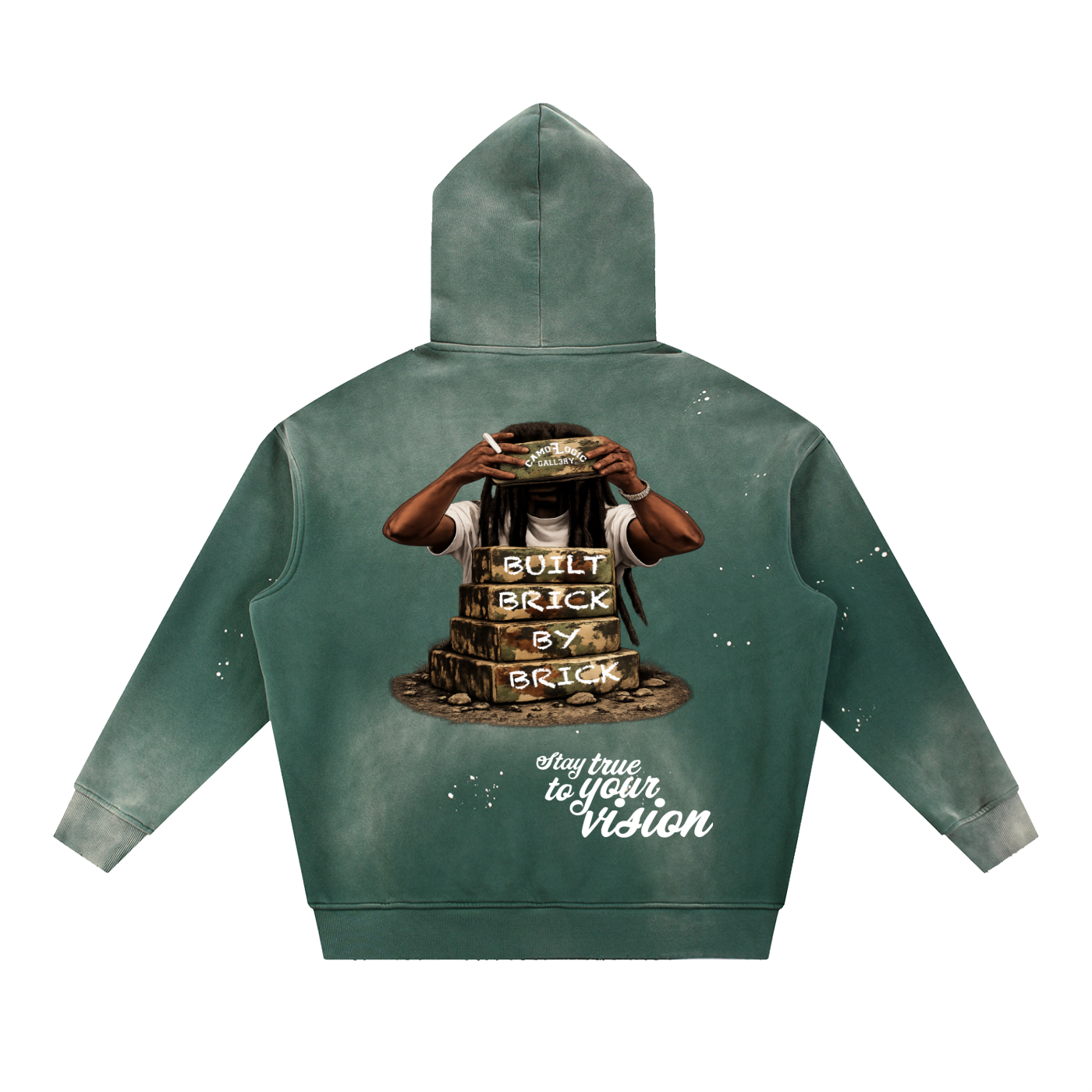 Camoflogic Brick by Brick Vintage Washed Frayed Fleece Hoodie