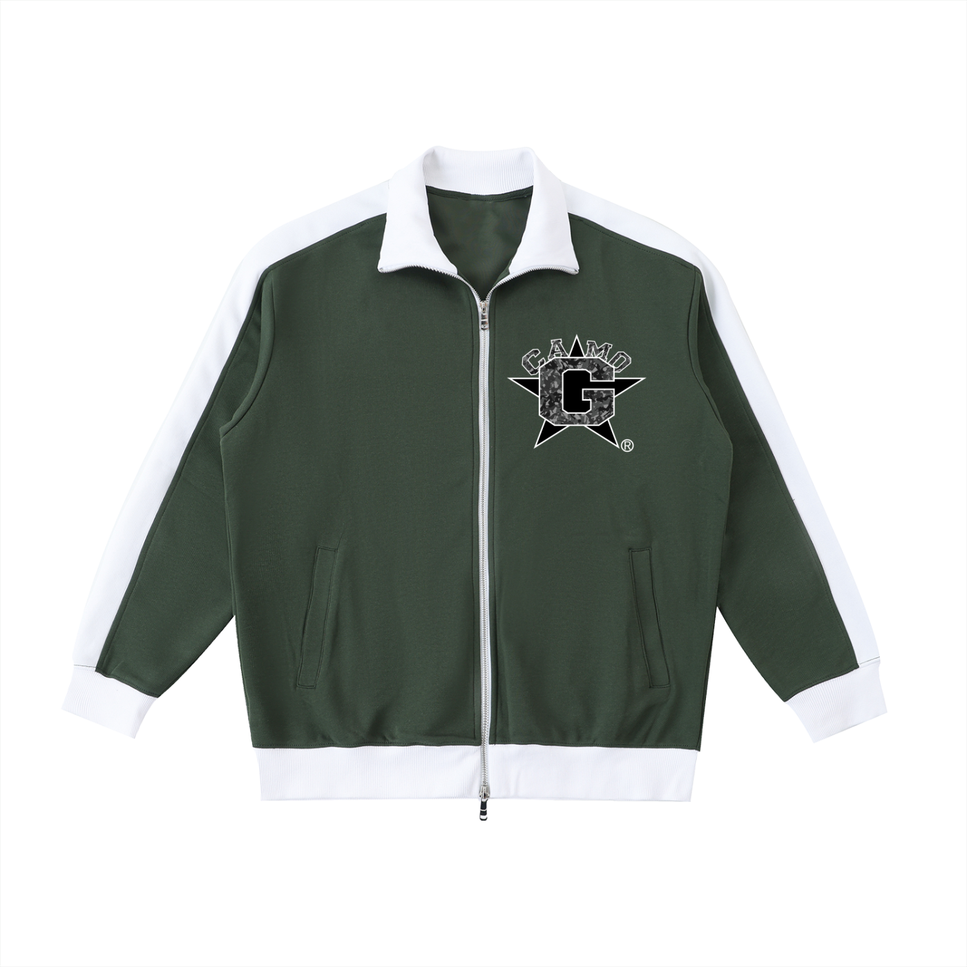 Camo G Contrast Trim Stand Collar Jacket