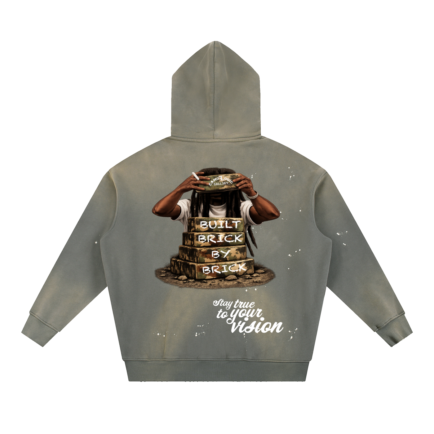 Camoflogic Brick by Brick Vintage Washed Frayed Fleece Hoodie