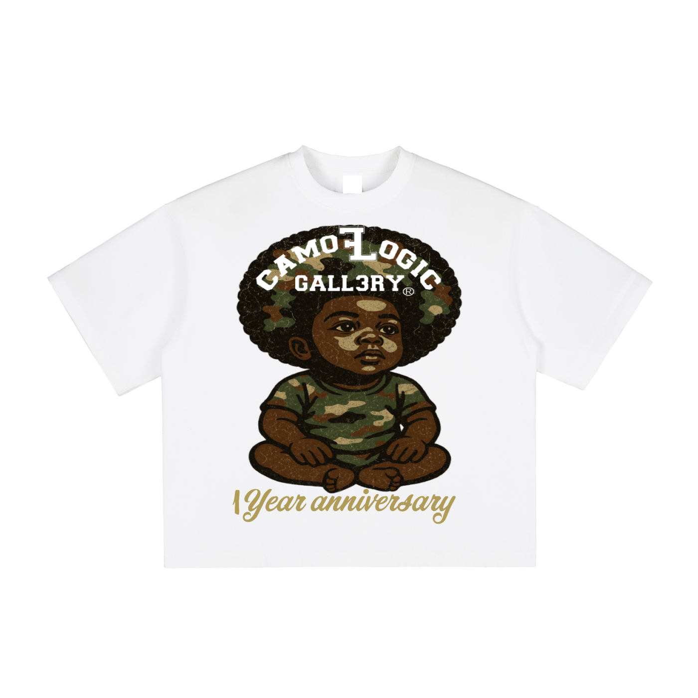 1 year anniversary CAMOFLOGIC baby Vintage Washed Boxy T-Shirt